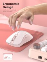 RAPIQUE Bluetooth Wireless Mouse, Dual Bluetooth & 2.4G USB Receiver, Pink - Image 3