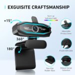 1080P Webcam with Microphone, Full HD Web Camera with RGB Light for Pc - Image 3