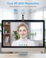 Atatat 2K Webcam for PC with Light, Microphone, Privacy Cover - Image 3