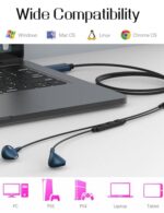 USB Earbuds with Microphone for PC Wired, 2M/6.5ft USB-A Headset Headphone - Image 3