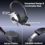 Wantek USB Headset with Microphone for PC, Wired On-Ear Headphones - Image 3