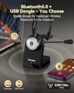 TECKNET Wireless Headset for Work Bluetooth Headphones with Mic USB Dongle - Image 3