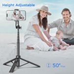 Selfie Stick Travel Tripod for Cell Phone with Remote Control and Phone Holder - Image 3