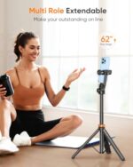 EUCOS 62" Phone Tripod, Tripod for iPhone & Selfie Stick with Remote - Image 3