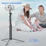 Selfie Stick Travel Tripod for Cell Phone with Remote Control and (B0D7C9N218) - Image 3