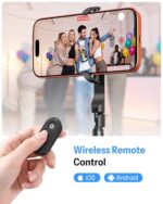 OMOTON 68" Magnetic Phone Tripod with Remote, Selfie Stick for iPhone Black - Image 3