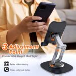 Metal Phone Stand, Adjustable Foldable Cell Phone Stand Holder for Desk - Image 3