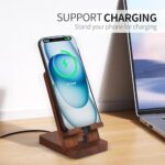 Wood Phone Stand with Mirror, Desktop Wooden Phone Holder - Image 3