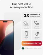 ZAGG Glass+ Screen Protector for iPhone 16/15 – 3X Stronger Tempered Glass with - Image 3