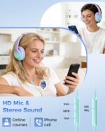 USB C & 3.5mm 2 in 1 Wired Headphones, Stereo Over Ear Headphones with HD Mic - Image 3