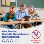SIMOLIO Kids Wired Headphones for School, USB C to 3.5mm Dongle Stereo Sound - Image 3