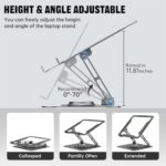 JOYEKY Laptop Stand for Desk, Adjustable Computer Stand with 360° Rotating Base - Image 4