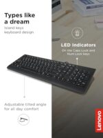 Lenovo 300 USB Keyboard, Wired, Adjustable Tilt, Ergonomic, Windows 7/8/10 - Image 4
