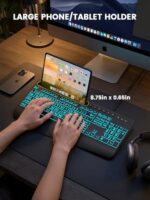 SABLUTE Large Print Wired Keyboard, Ergo Wrist Rest, 7 Colors Backlight - Image 3