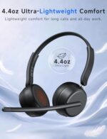 AOC Wireless Headset with Mic for Work, Bluetooth 5.4 Headphones with AI - Image 4