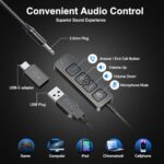 USB Headset with Microphone for PC, Mono Wired Computer Headset with 3.5mm & USB - Image 4