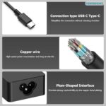 65W USB C Laptop Charger Compatible with Lenovo ThinkPad X1 X13 T14 T15 E14 E15 - Image 4