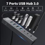 6Ft 7-Port USB Hub 3.0 for Desktop, 4 USB-A & 3 USB-C Ports Aluminium 5Gbps USB - Image 4