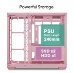 Vetroo AL900 Pink ATX PC Case with 270° Full View Tempered Glass - Image 4