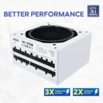 Vetroo 1000W White Power Supply, ATX 3.1 Ready & Dual PCIe 5.1 - Image 3