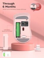 RAPIQUE Bluetooth Wireless Mouse, Dual Bluetooth & 2.4G USB Receiver, Pink - Image 4