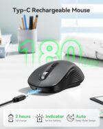 TECKNET Rechargeable Wireless Bluetooth Mouse with 4-Way Wheel, 3-Device - Image 4