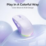 seenda MOU110 Wireless Bluetooth Mouse, Rechargeable & RGB, Purple - Image 4