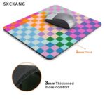 Cute Colorful Checkered Mouse Pad, Retro Purple Pink Blue Green Mousepad - Image 4
