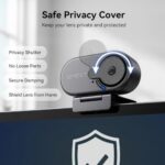 EMEET C100 1080P Webcam for PC w/Rotating Privacy Cover, Mic & Metal Clip - Image 4