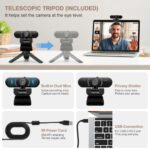 1080p webcam for pc with microphone, Auto Focus, with Privacy Cover - Image 4
