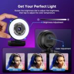 NexiGo N680E Pro 4K Webcam with Ring Light, PDAF Autofocus, 1080p 60FPS - Image 4