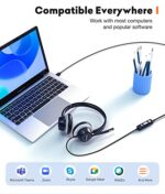 USB Headset with Microphone, 3.5mm Wired Computer Headsets with Noise Cancelling - Image 4