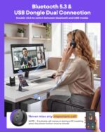 Wireless Headset with Mic for Work With Charging Stand & USB Dongle - Image 4