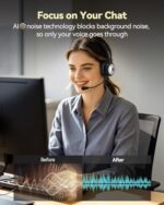 TECKNET Wireless Headset for Work Bluetooth Headphones with Mic USB Dongle - Image 4