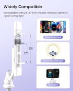 53'' Selfie Stick Tripod with Light, Enhanced 4-Leg Cell Phone Stand Camera - Image 4