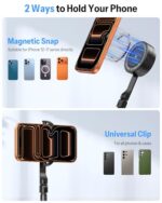 OMOTON 68" Magnetic Phone Tripod with Remote, Selfie Stick for iPhone Black - Image 4