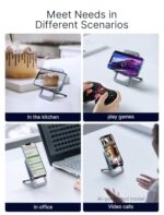 JSAUX Fold-Flat Cell Phone Stand, Adjustable Desk Holder-Gray - Image 4