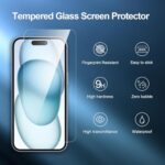 NEW'C 3 Pack Designed for iPhone 16, iPhone 15 Screen Protector (6.1 inches) - Image 4