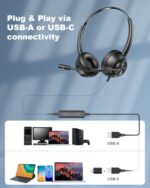 USB Headset with Microphone for PC Laptop Office Phone Meeting Zoom Skype - Image 4