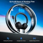 Bluetooth Headset with Microphone, 60 Hrs Bluetooth Headphones with Mic - Image 4