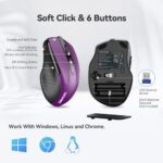 TECKNET Wireless Mouse, 2.4G Ergonomic Computer Mouse, 2600 DPI, Purple - Image 4