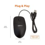 Amazon Basics 3-Button USB Wired Mouse with Responsive Tracking, Plug & Play - Image 4