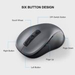 WisFox 2.4GHz Wireless Mouse for Laptop, Ergonomic 6-Button Design, Grey - Image 5