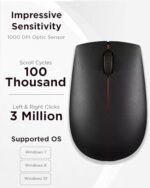 Lenovo 300 Wireless Mouse, Black, Computer Mouse for PC and Laptop with Windows - Image 5