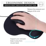 JIKIOU Ergonomic Mouse Pad with Gel Wrist Rest 2 Pack, Portable Small Black - Image 4