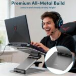 Lifelong Aluminum Adjustable Laptop Stand, Extra Tall 20" Riser, Grey - Image 5