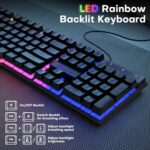 GEODMAER 104 Keys Gaming Keyboard, Full Size LED Backlit Wired Keyboard with - Image 5
