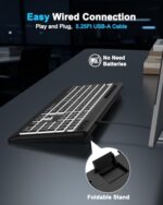 EDJO Large Print Backlit Wired Keyboard, Light Up USB Keyboard with 7-Colors - Image 5