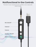 Wired Headphones with Microphone for PC, On-Ear Computer Laptop USB Headset with - Image 5