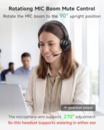 AOC Wireless Headset with Mic for Work, Bluetooth 5.4 Wireless Headset with AI - Image 5
